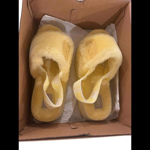 FUR AUSTRALIA UGG WOMEN'S DISCO SLIDE 1112258 Yellow NEW SIZE 8 - Picture 4 of 4